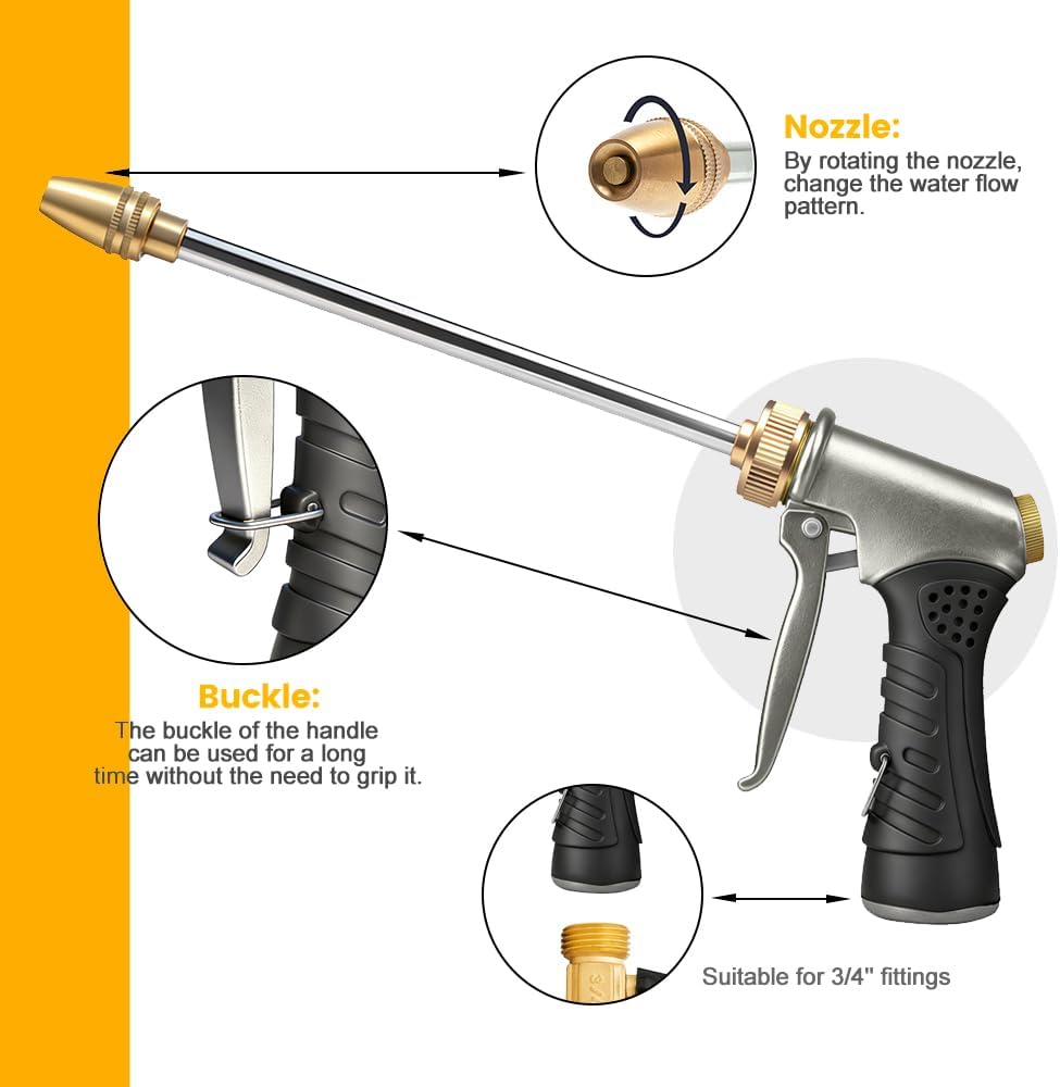 Garden Hose Nozzle with Soap Dispenser,High Pressure Metal Foam Sprayer 